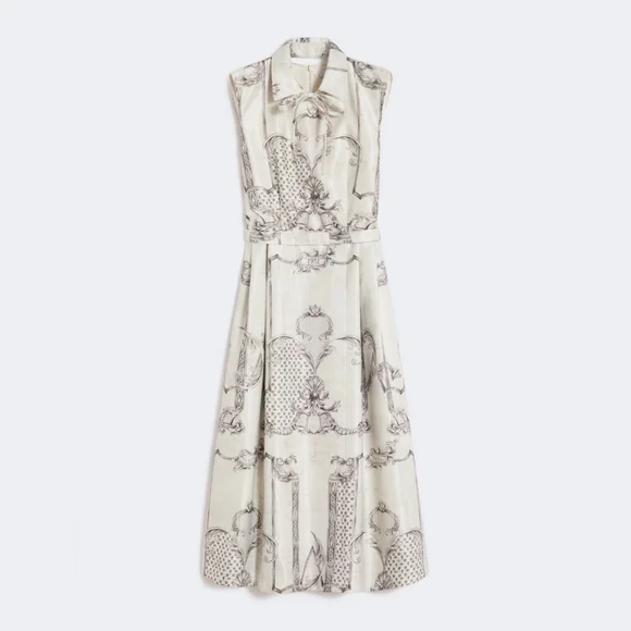 MaxMara Printed Mikado shirt dress - Ivory - Picture 6 of 14